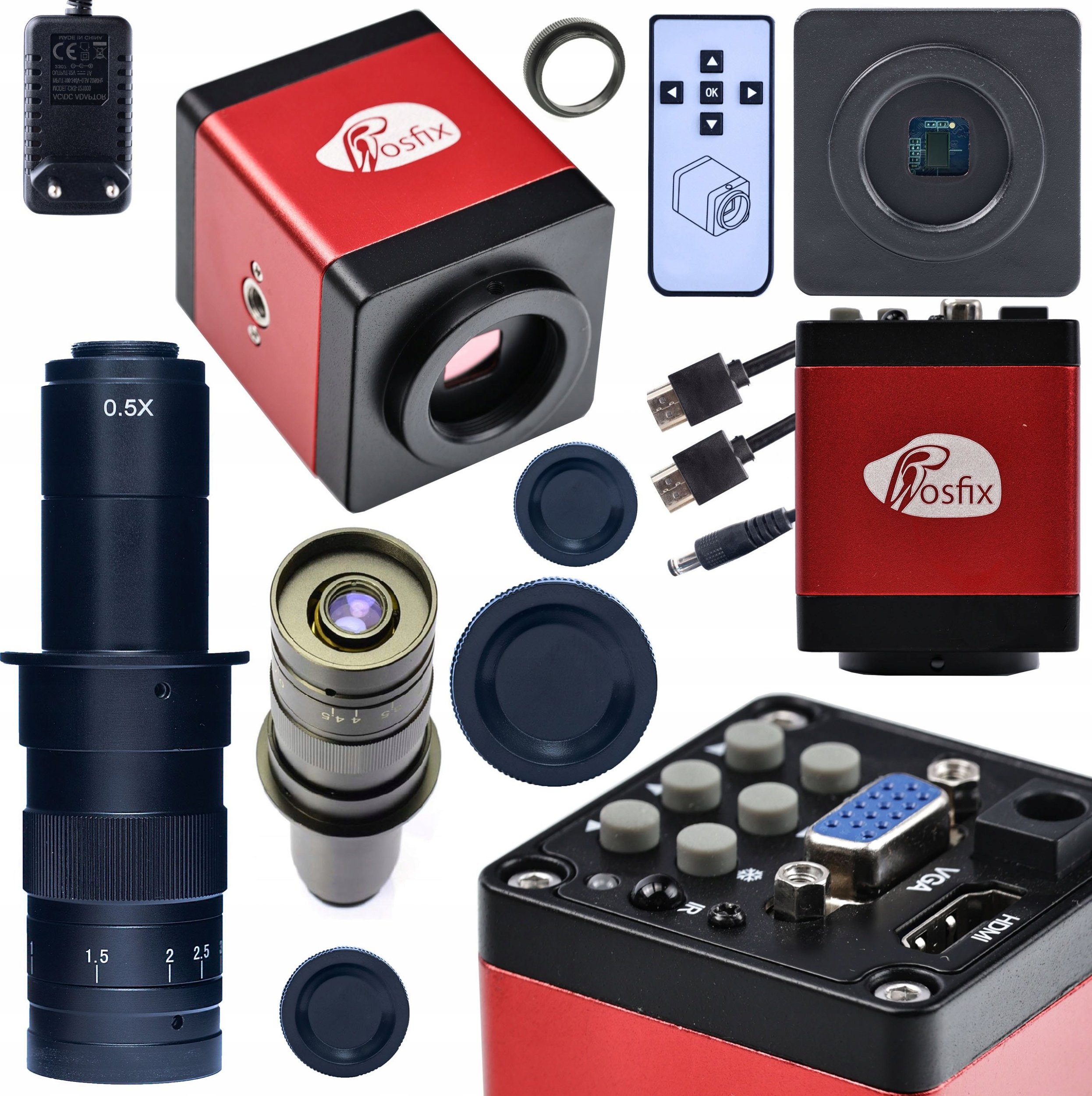 Mikroskop Rosfix MIKROSKOP CYFROWY POWIĘKSZENIE 180 RAZY I KAMERĄ FULLHD RED DRACO PRO 2W1