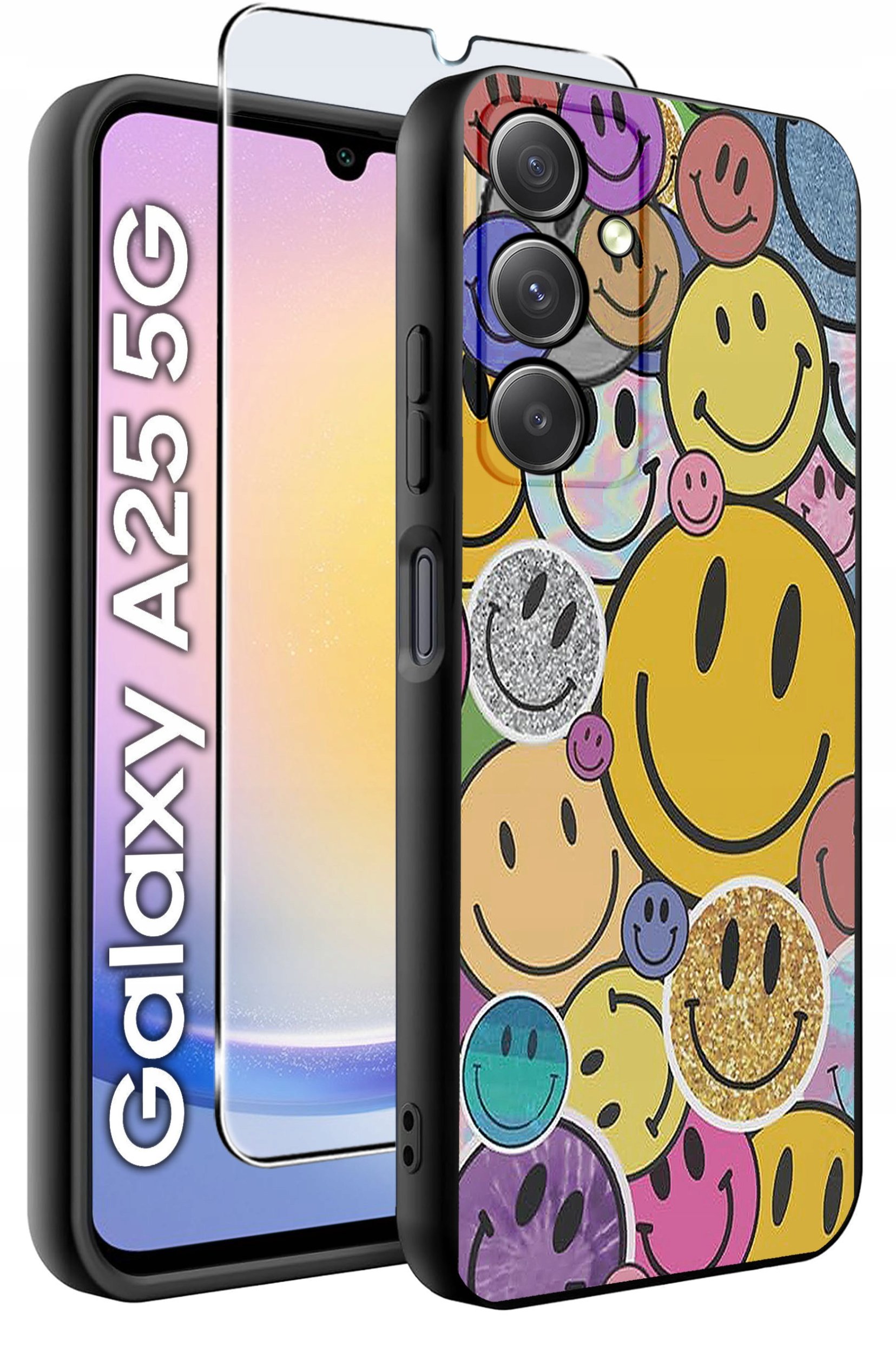 ETUI do Samsung A25 5G WZORY | SILIKONOWE MATT CASE + SZKŁO HARTOWANE 9H