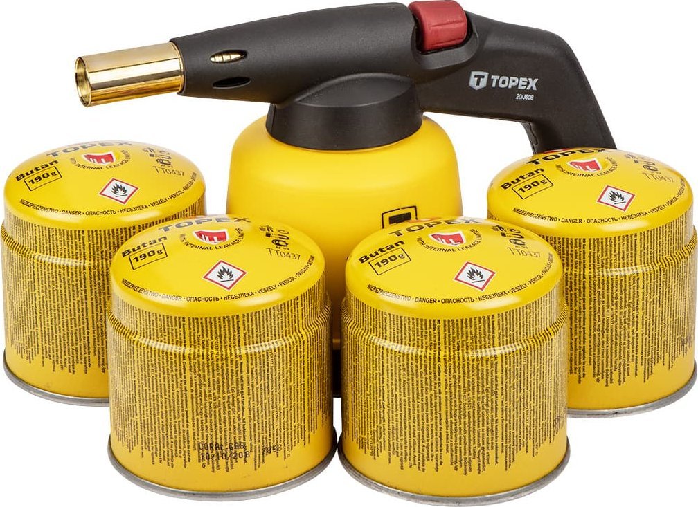 Topex Lampa lutownicza gazowa na naboje 190 g + 4 naboje gazowe z zaworkiem