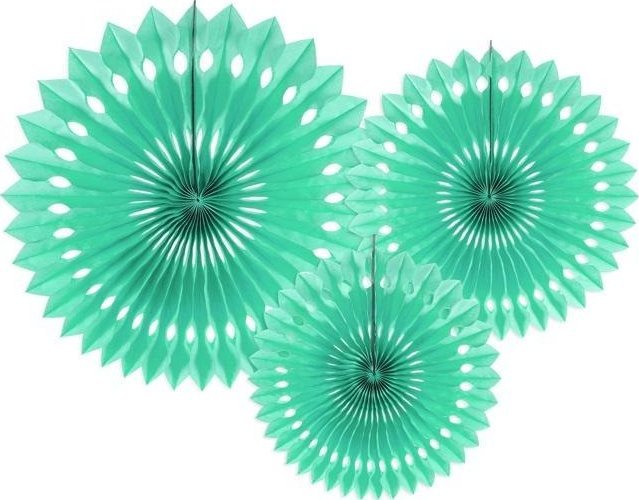 Rozety dekoracyjne miętowe 20-30cm