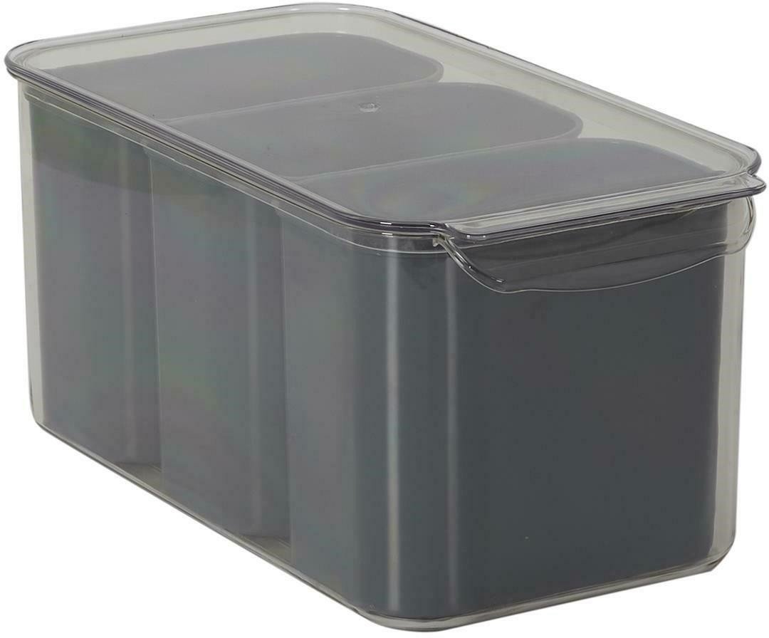 INTESI POJEMNIK POTRÓJNY DO PRZECHOWYWANIA W LODÓWCE SZARY