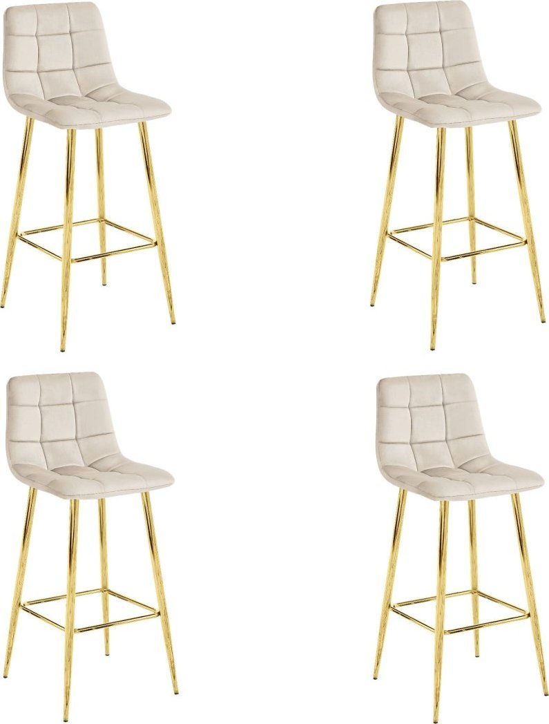 Hoker ARCETO - aksamit beż / nogi ZŁOTE x 4