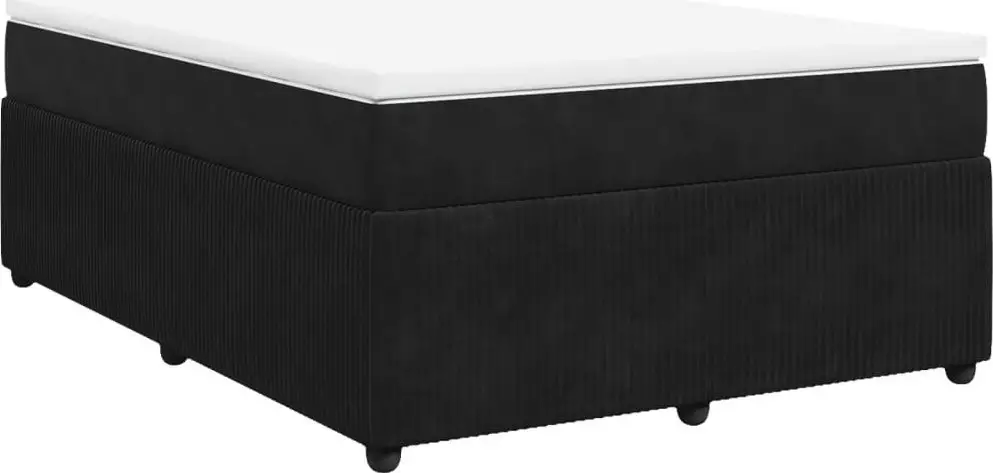 Łóżko Kontynentalne Z Materacem, Czarne, 160X200 Cm, Aksamit