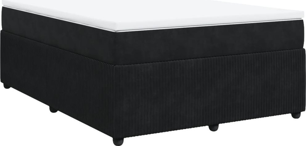 Łóżko Kontynentalne Z Materacem, Czarne, 160X200 Cm, Aksamit
