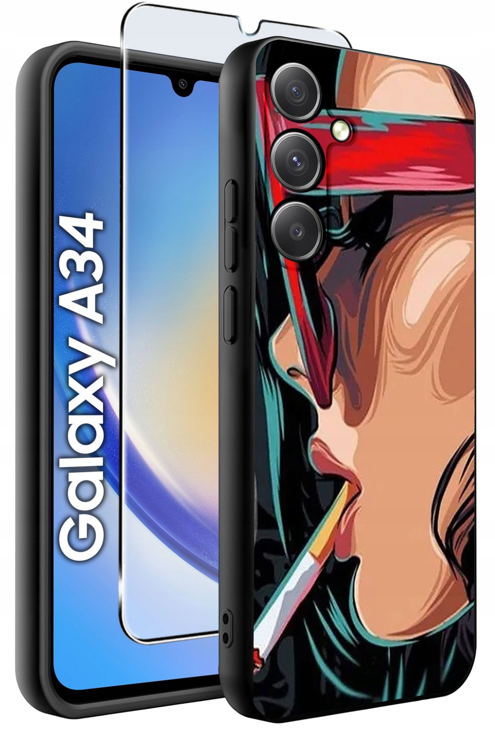 krainaGSM ETUI do Samsung A34 5G wzory | SILIKONOWE MATT CASE + SZKŁO 9H