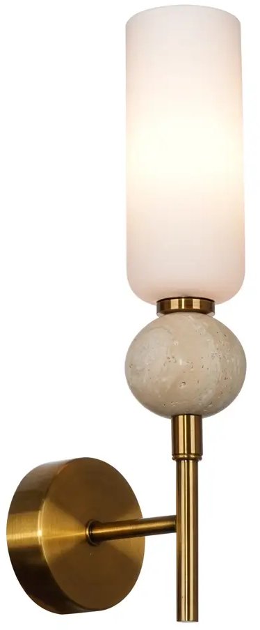 Kinkiet ścienny do sypialni Santos WL-95331-1-BRSS tuba biała mosiądz