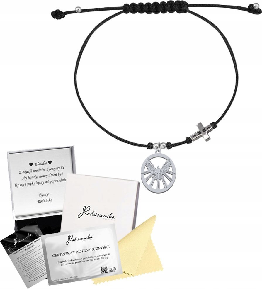 Radziszewska Jewellery Bransoletka na Bierzmowanie Duch Święty Krzyżyk INRI Prezent Biżuteria