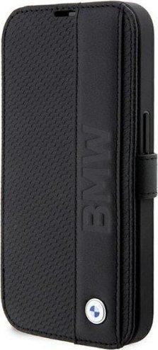 BMW Etui BMBKP14X22RDPK Apple iPhone 14 Pro Max czarny/black bookcase Leather Textured&Stripe