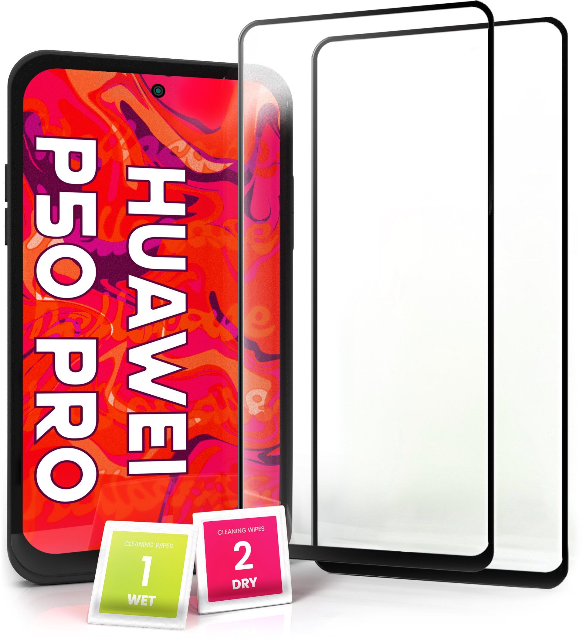 2-PAK Szkło Hartowane do Huawei P50 Pro (Pełne 5D, Curved, Zakrzywione, 9H)