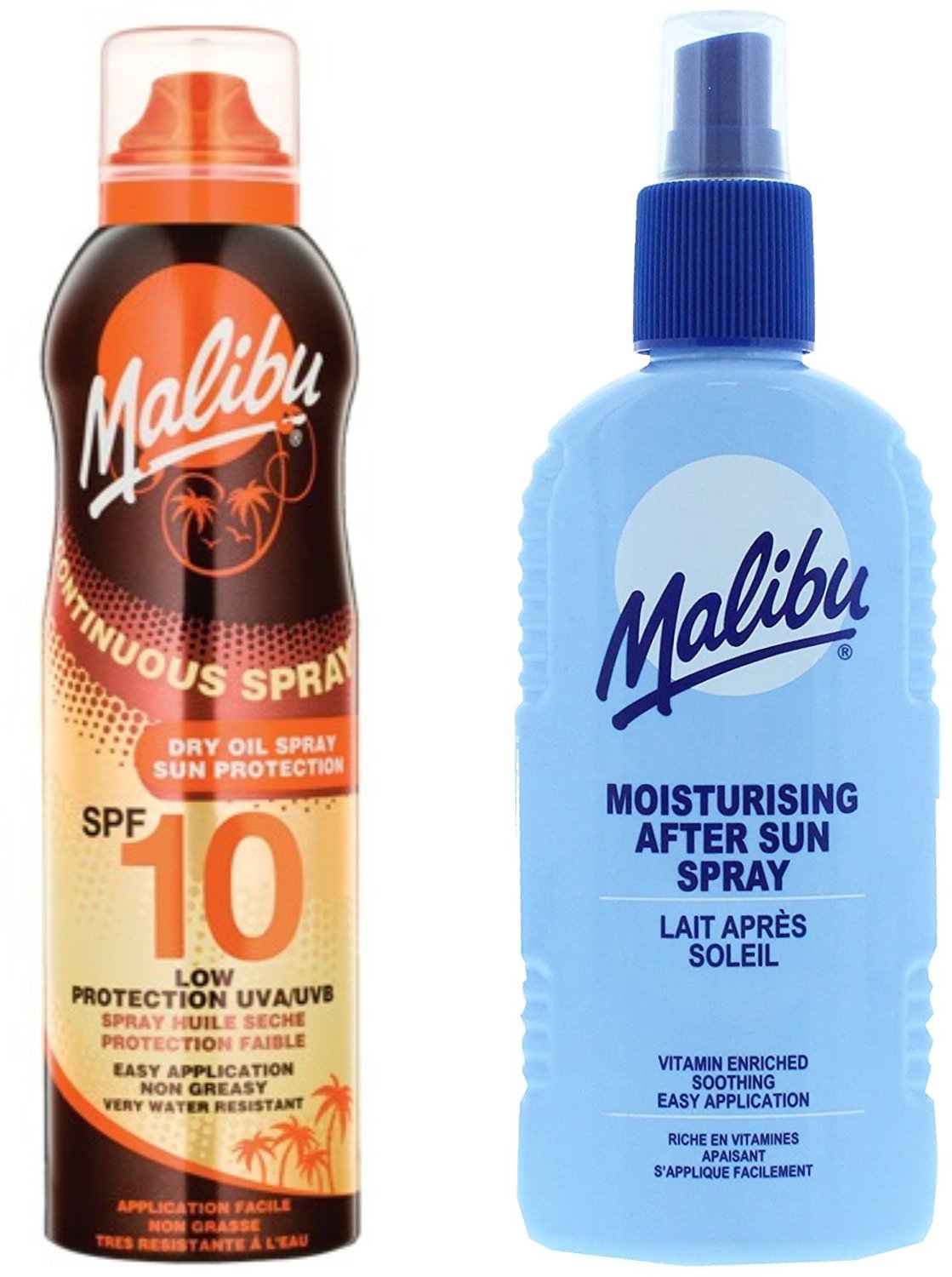 Malibu Suchy Olejek W Aerozolu SPF10 175ml + Balsam W Sprayu Po Opalaniu 200ml