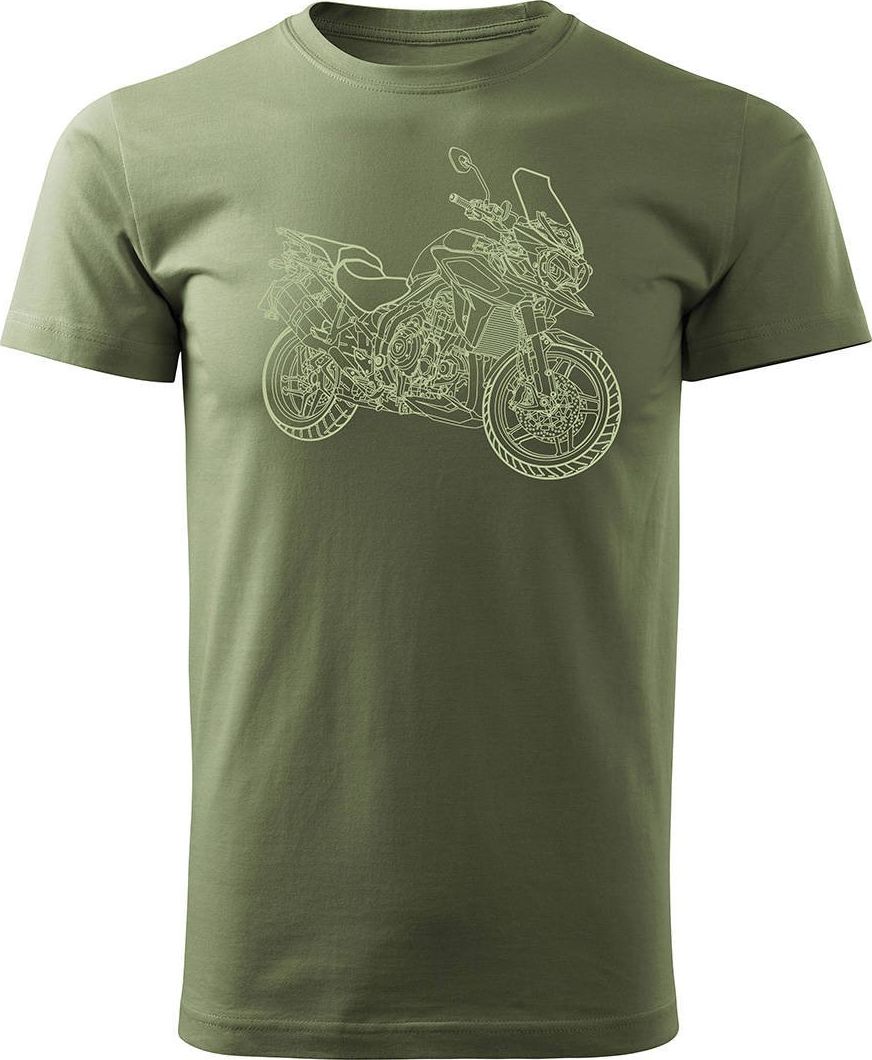 Topslang Koszulka motocyklowa z motocyklem na motor Triumph Tiger męska khaki REGULAR XL