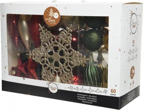 Kaemingk Bombki choinkowe wielokolorowe ze szpicem zestaw 60 szt.