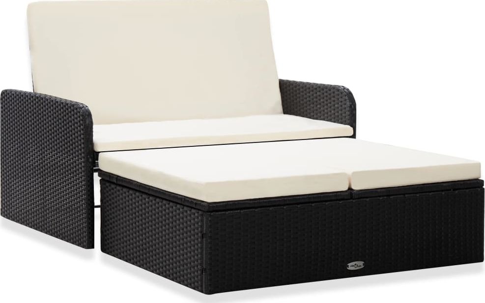 vidaXL 2 częściowy zestaw wypoczynkowy do ogrodu, poduszki, rattan PE czarny (46078)