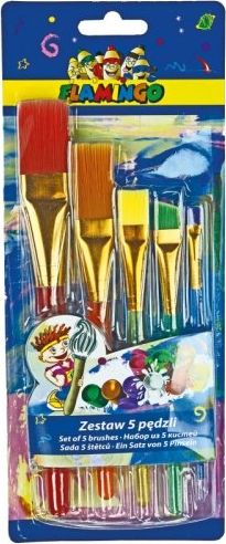 Titanum Pędzle szkolne z akrylowym uchwytem FLAMINGO 5szt. Titanum