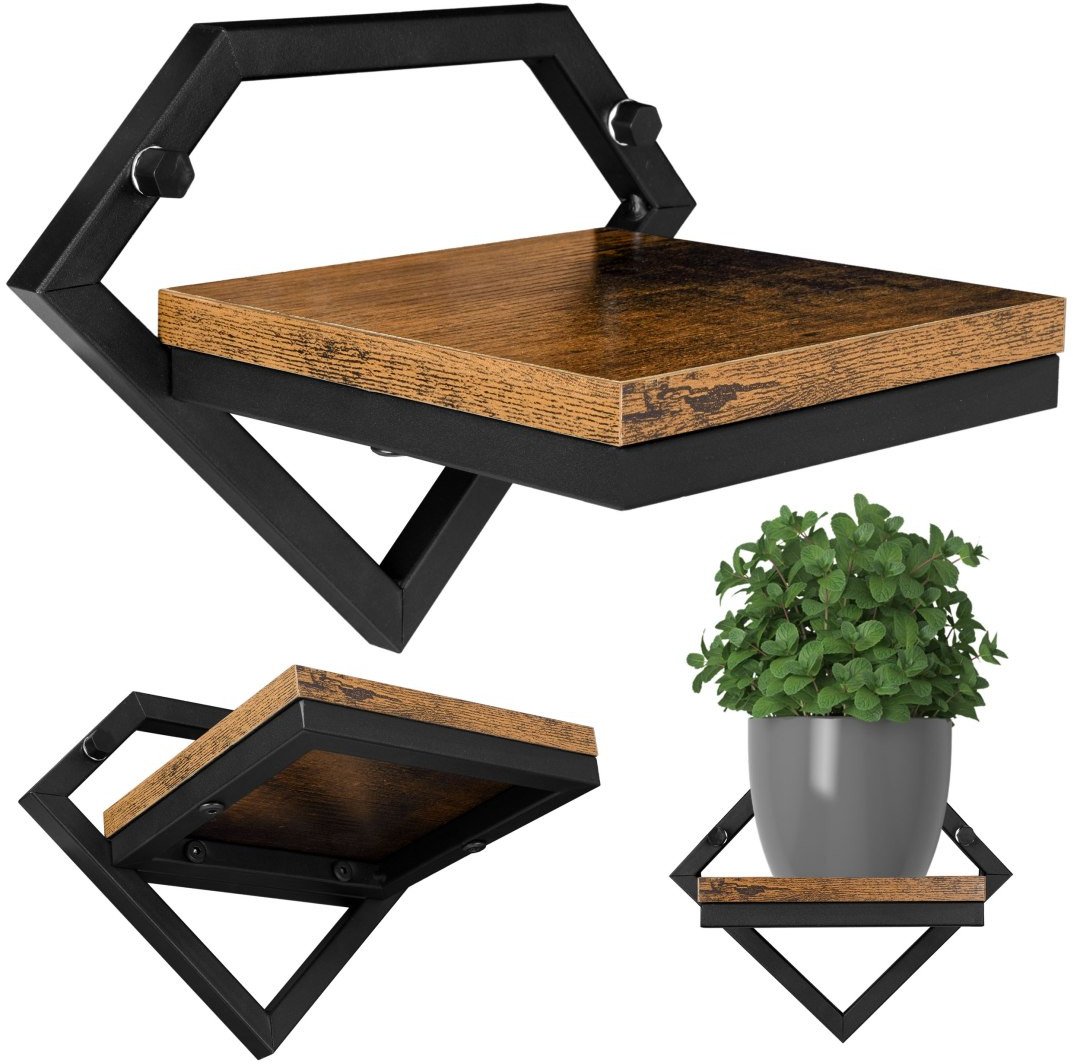 Kwietnik loftowy czarny DORON postarzany dąb