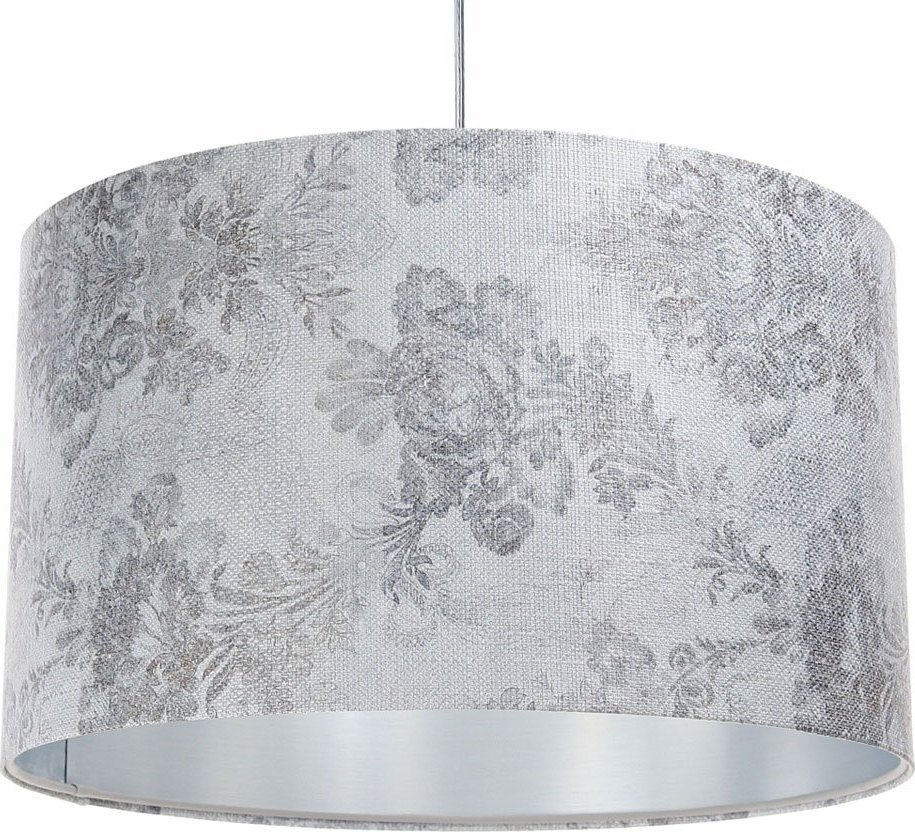 Lampa wisząca Lumes Srebrna lampa wisząca z nadrukiem na kloszu - S393-Helisa
