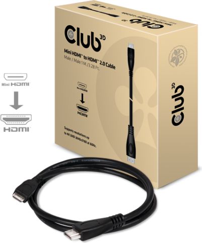 Kabel Club 3D HDMI Mini - HDMI 1m czarny (CAC-1350)