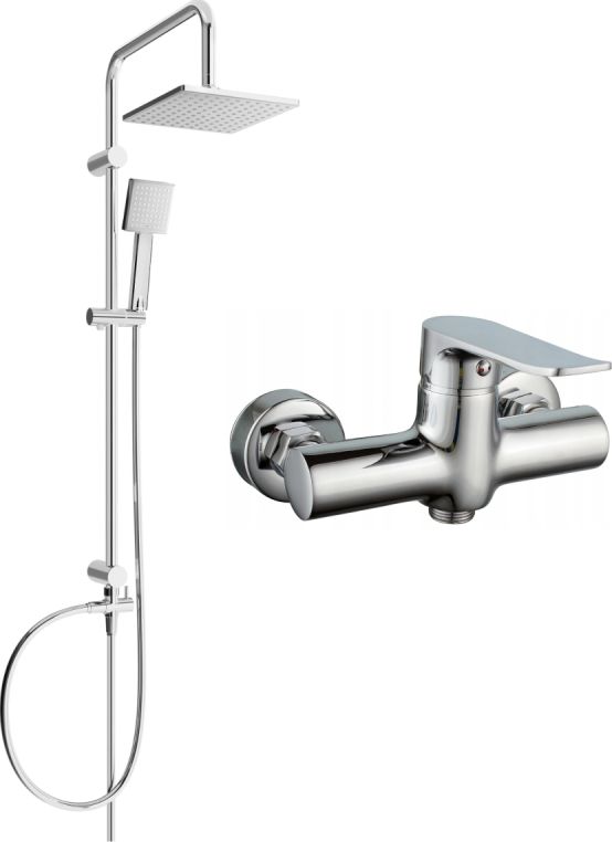 Zestaw prysznicowy Mexen Mexen Tord zestaw prysznicowy natynkowy z deszczownicą i baterią prysznicową Pecos, chrom - 72740200-00