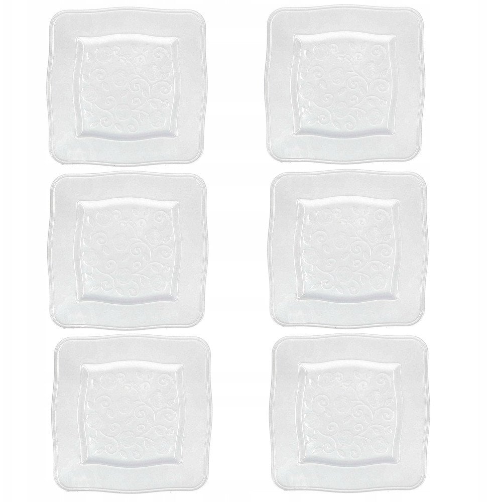 Zestaw 6 talerzy kwadratowych Florentina - Biały, 20 cm