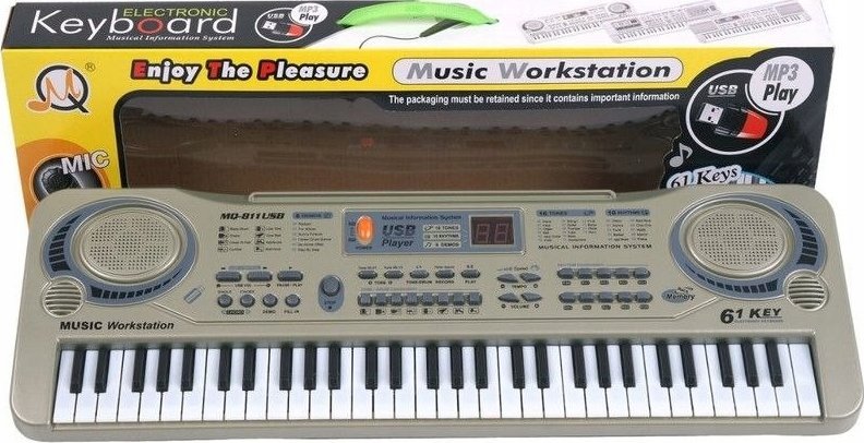 Keyboard MQ-811 Organki, 61 Klawiszy, Zasilacz, Mikrofon, USB