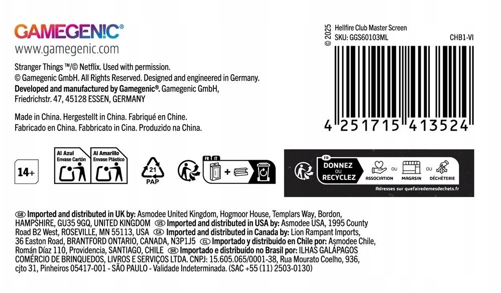 Gamegenic Stranger Things - Master Screen - Hellfire Club