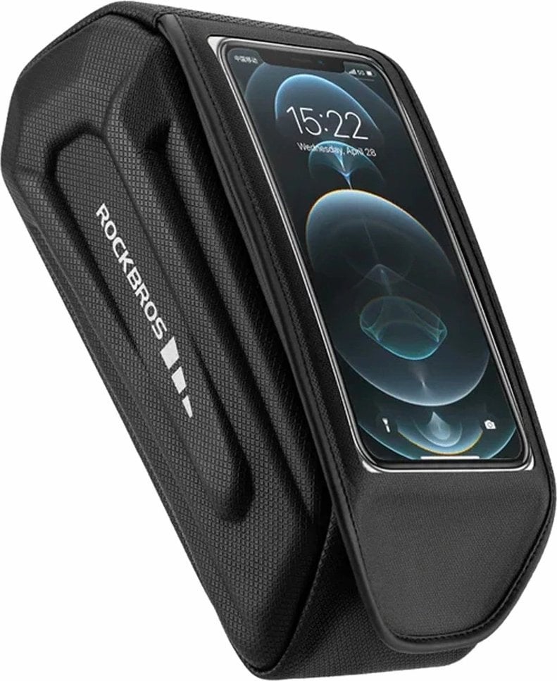 RockBros Torba rowerowa Rockbros 30120064001 wodoodporna na ramę z pokrowcem na telefon - czarna