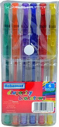 SCHEMAT Długopisy żelowe 6 kolorów SCHEMAT brokatowy (8737) Schemat