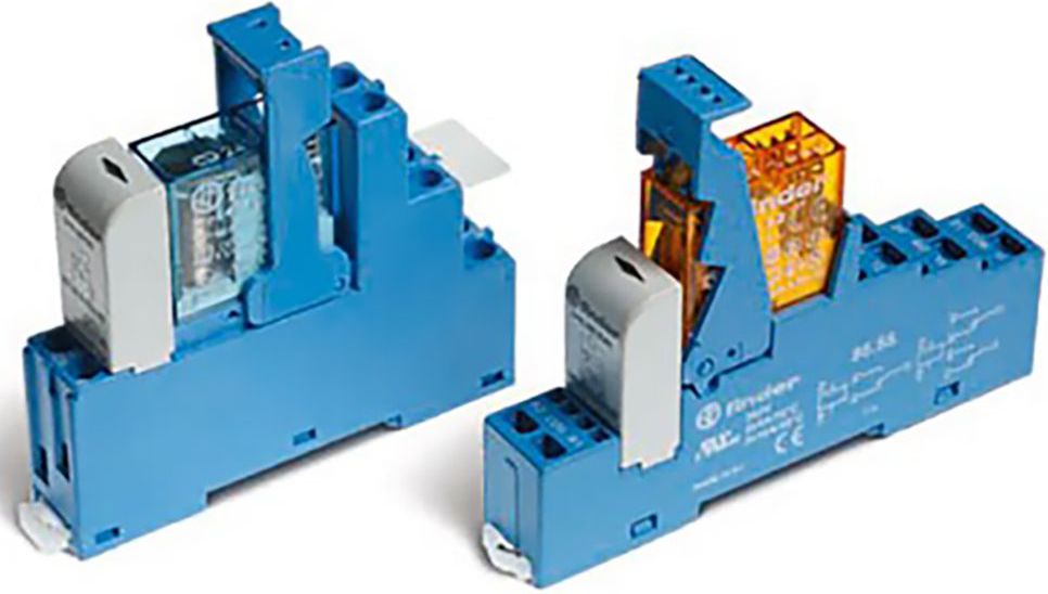 Finder Przekaźnikowy moduł sprzęgający 15,8mm 2P 8A 24V DC, styki AgNi, zaciski śrubowe, na szynę DIN 35mm (48.52.7.024.0050SMA)