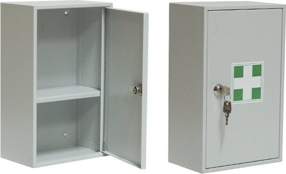 Leomar Metalowa apteczka wisząca na klucz AP1. Szafka metalowa na medykamenty.