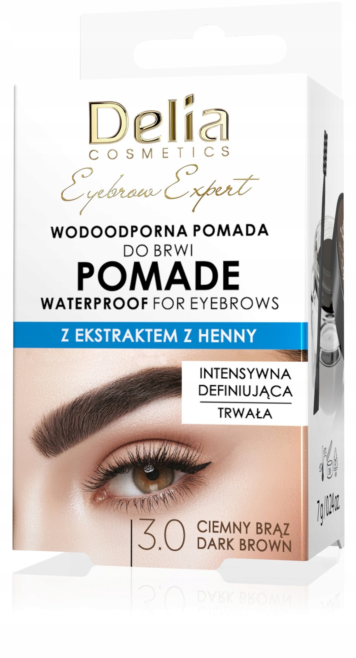 DELIA Eyebrow Expert wodoodporna pomada do brwi 3.0 ciemny brąz 7 g