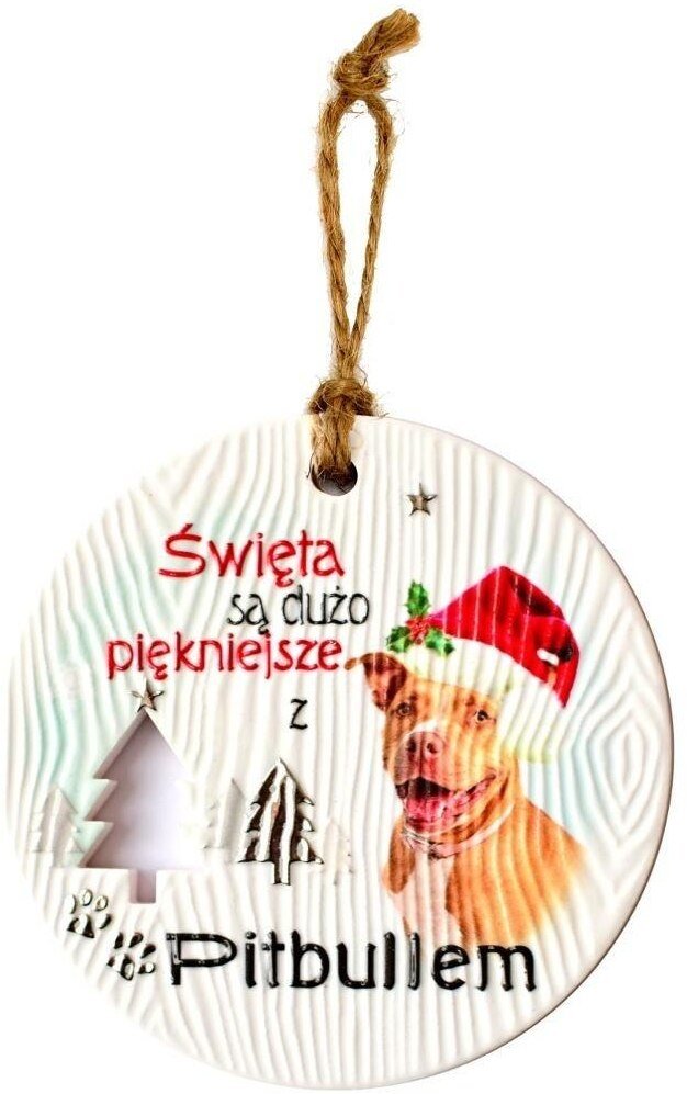 Zawieszka ceramiczna Boże Narodzenie Pitbull
