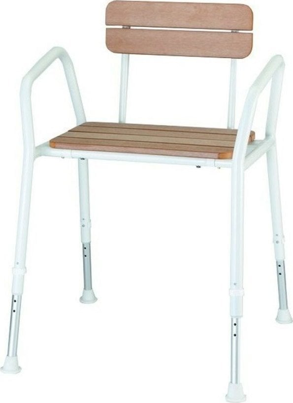 Sundo Drewniane krzesło prysznicowe z oparciem