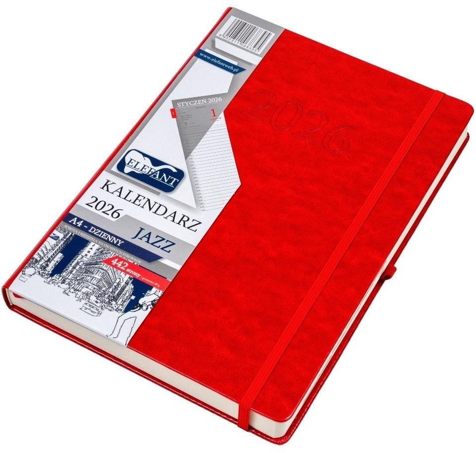 Kalendarz 2026 A4 dzienny Jazz czerwony