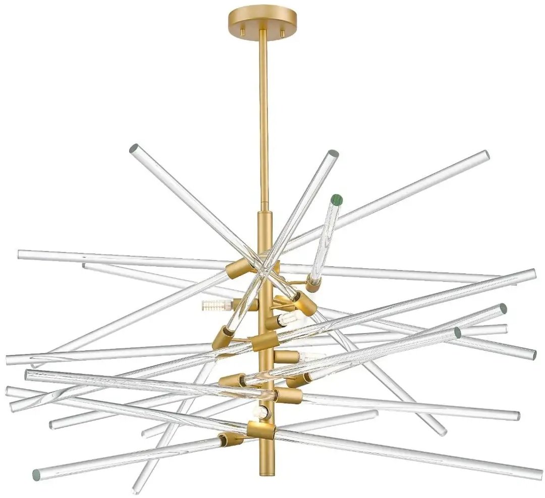 Geometryczna wisząca lampa REYKJAVIK P0599-06A-V7AC sople złoty