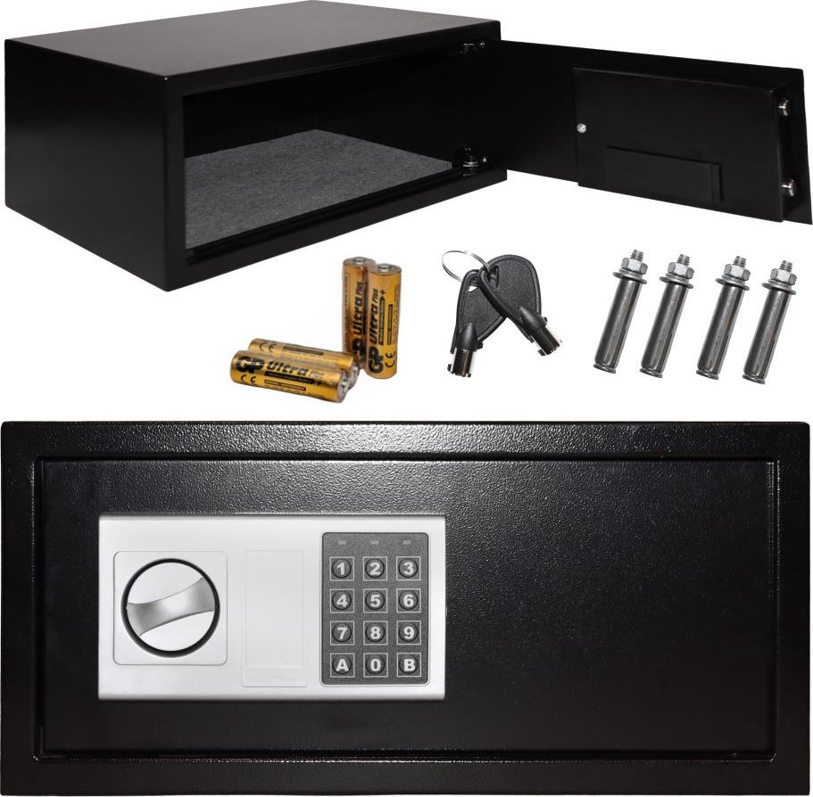Sejf domowy biurowy zamek elektroniczny szyfrowy kluczyk kod XXL 43x35x21