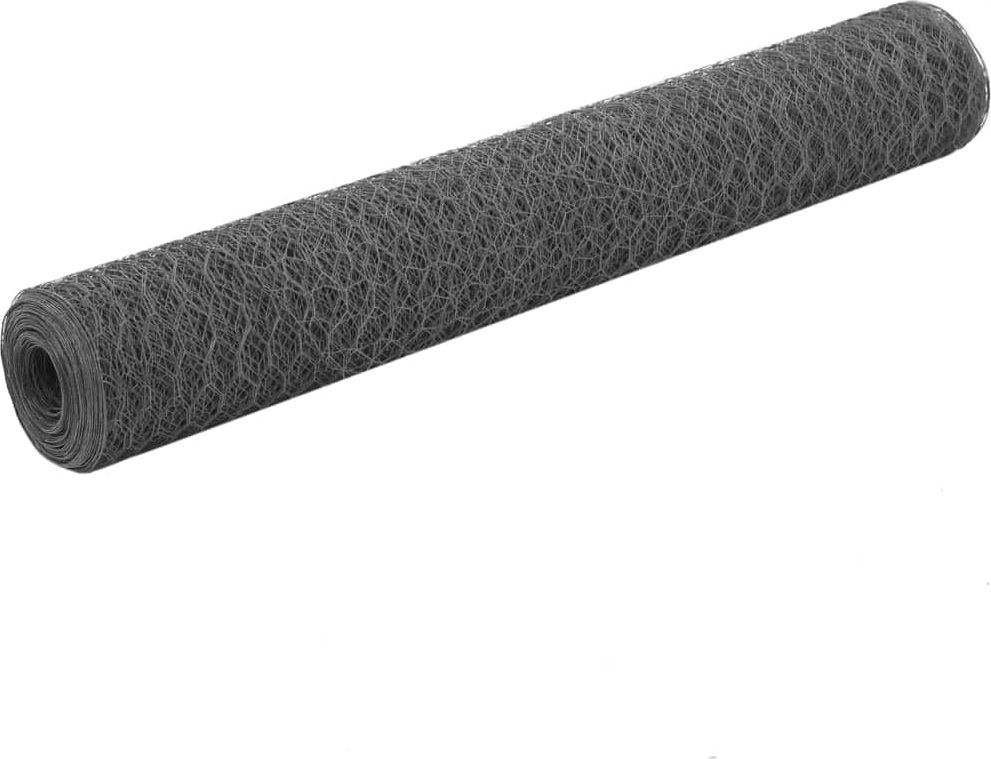 vidaXL Ogrodzenie z siatki, stal i PVC, 25x1 m, szare