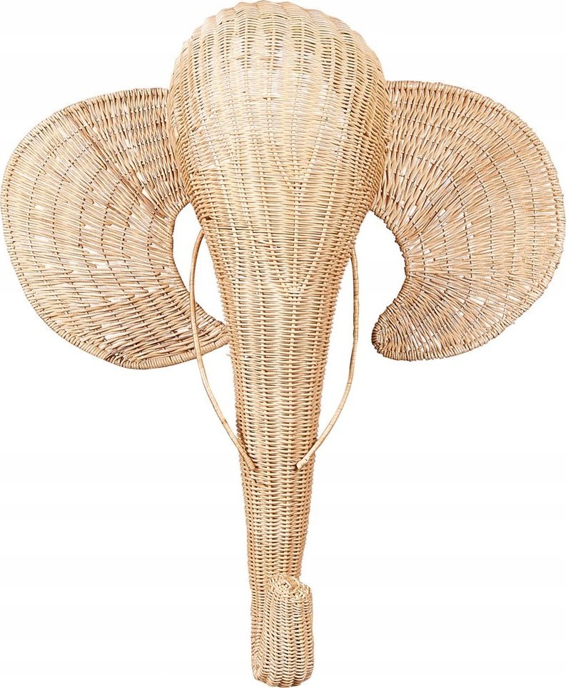 Beliani Rattanowa dekoracja ścienna słoń jasna GRUNEY