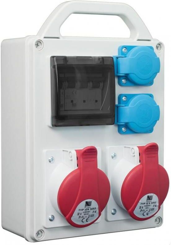 Pawbol Rozdzielnica przenośna R-BOX 240R 4S 1x32A/5P 1x16A/5P 2x250V, puste okno IP44 (B.1701R)