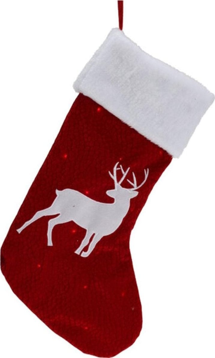 SKARPETA NA PREZENTY ŚWIĄTECZNA DUŻA 41CM 12LED Z RENIFEREM