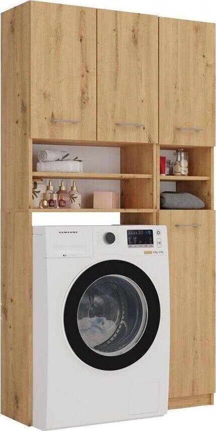 Topeshop Zestaw łazienkowy, Marpol, 96x30x180 cm, dąb artisan, mat