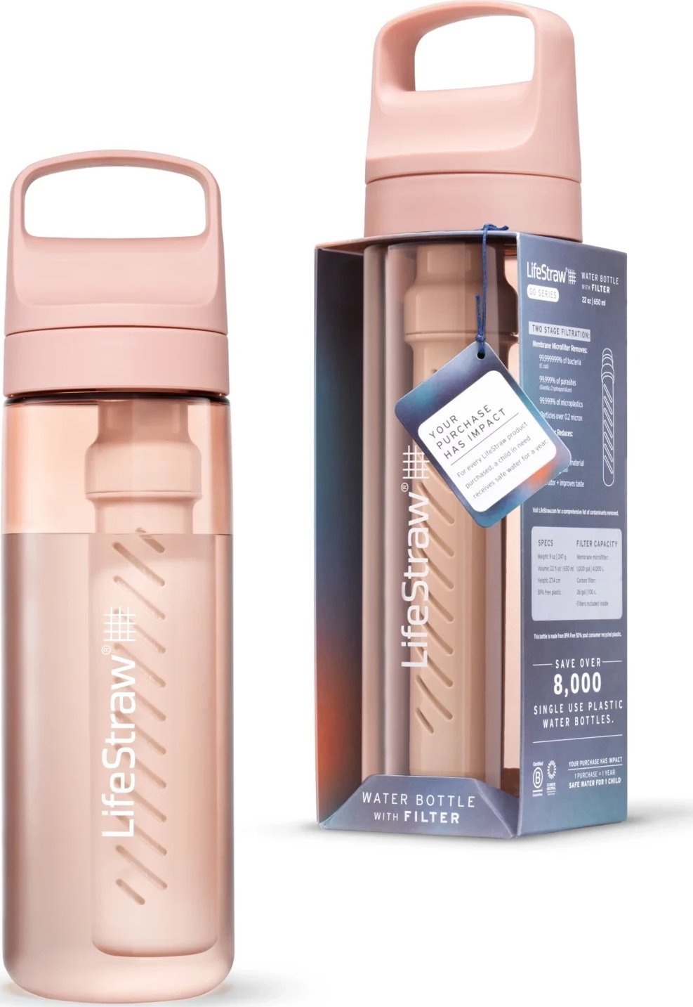 LifeStraw LifeStraw Go 2.0 Różowa butelka filtrująca 0,65L Cherry Blossom Pink