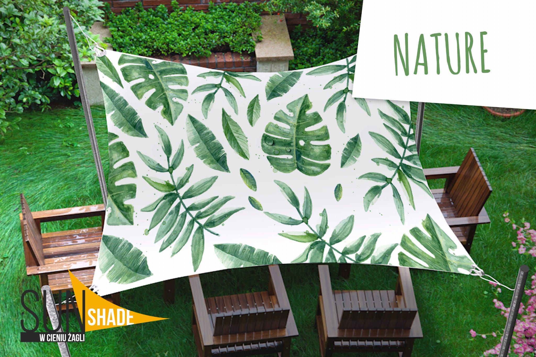 SunShade ŻAGIEL WODOSZCZELNY OGRODOWY 3X3 GRAFICZNY