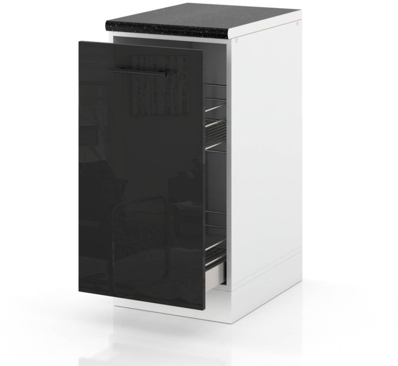Szafka Kuchenna Stojąca Z Blatem Szafka Cargo 40cm Spremium Czarny Połysk