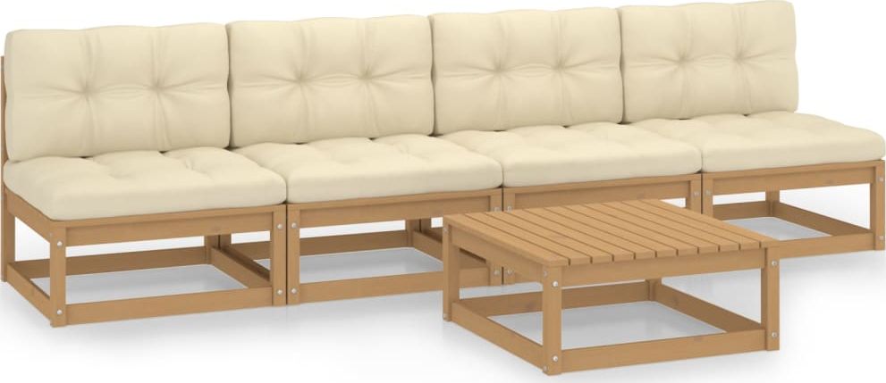 vidaXL 5-cz. zestaw wypoczynkowy do ogrodu, z poduszkami, lita sosna