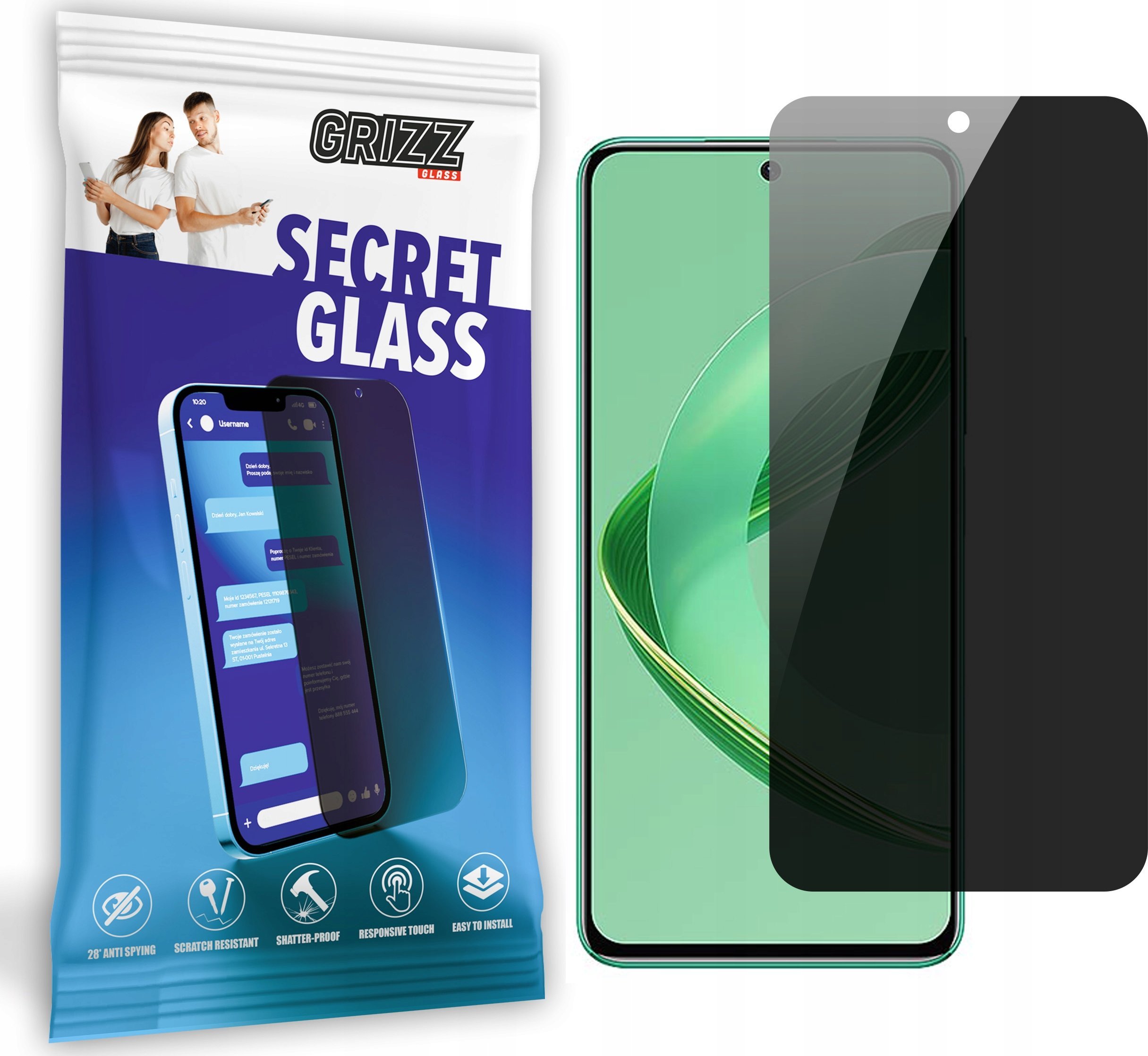 GrizzGlass Szkło prywatyzujące GrizzGlass SecretGlass do Huawei Nova 12 SE