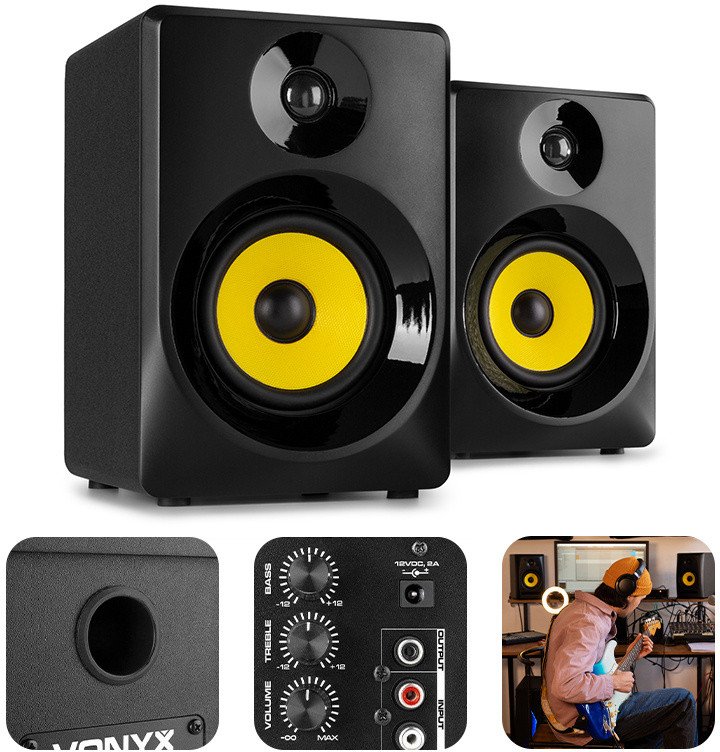 Aktywne głośniki studyjne Vonyx SMN40B 100W - czarne one size