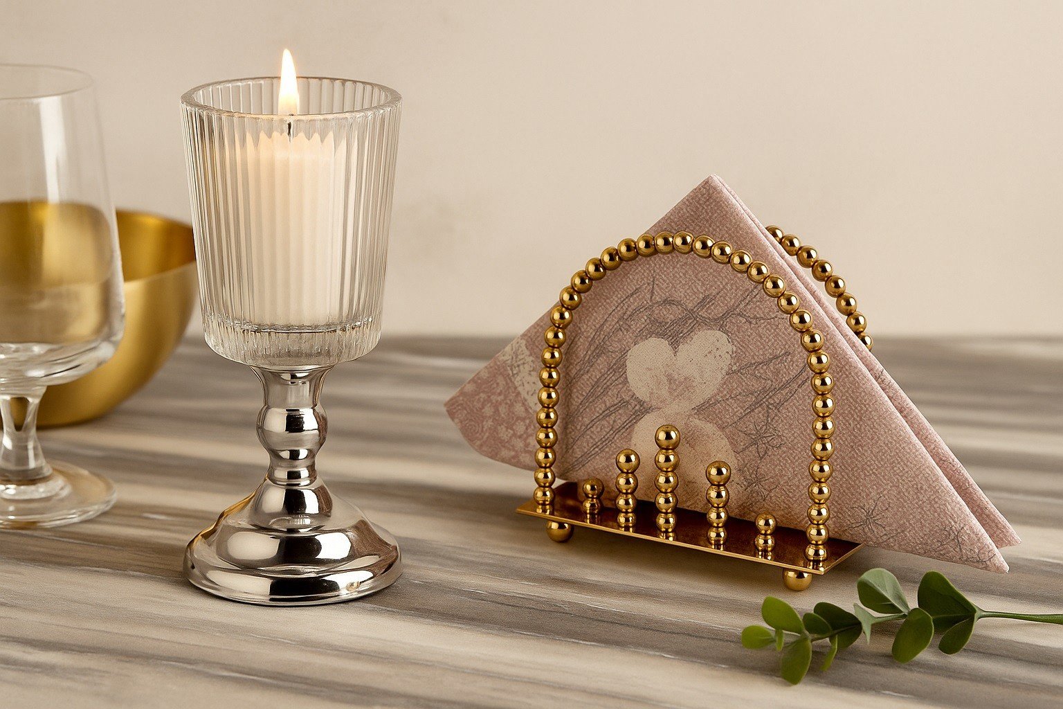 Serwetnik ozdobny metalowy złoty JK0304