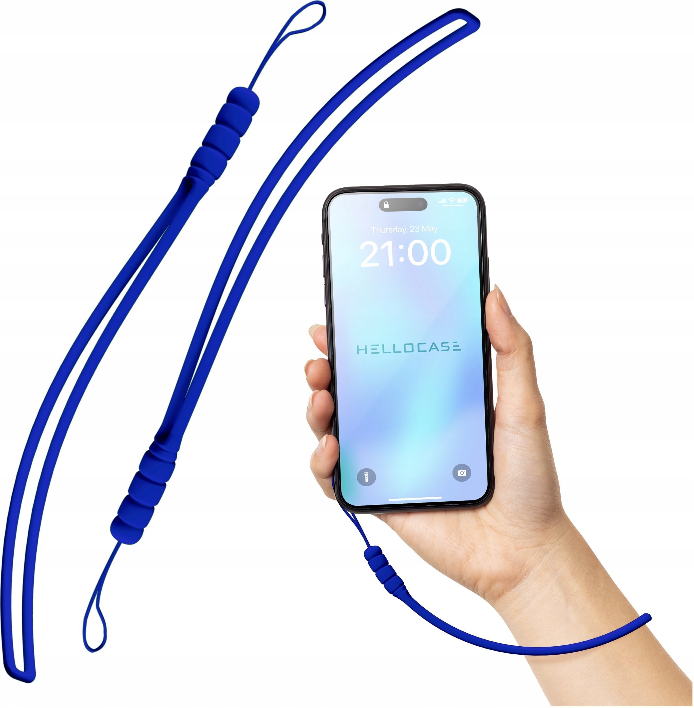 Smycz Zawieszka Smyczka Krótka do Telefonu Nadgarstek Silikonowa Kobaltowa