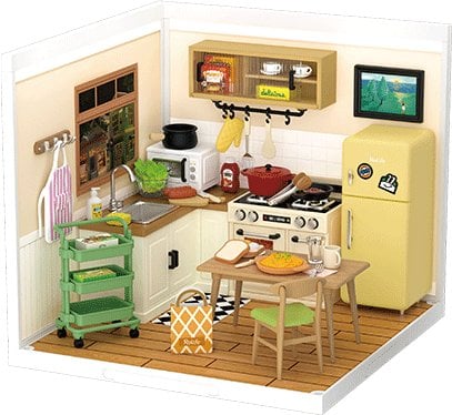 Skrzynkazdrewna Miniatura domečku Kuchnia Happy Meals