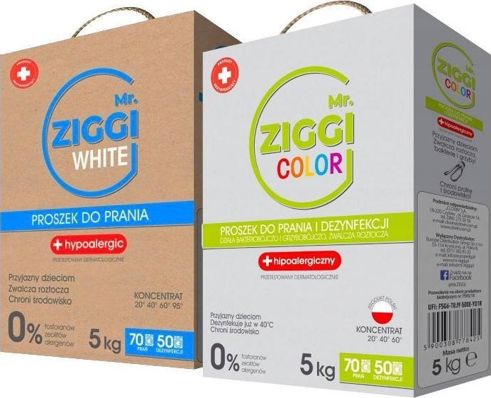 MR ZIGGI Proszek do prania MR. ZIGGI WHITE + COLOR 10kg